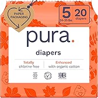 Vista 33 de Pura Pañales Ecológicos Talla 5 (24-35 libras) Totalmente Libres de Cloro (TCF), Hipoalergénicos, de Algodón Orgánico Suave, Sostenibles, hasta 12