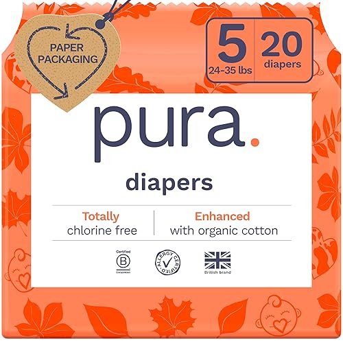 Pura Size 5 Eco-Friendly Diapers (24-35lbs) Totally Chlorine Free (TCF)
