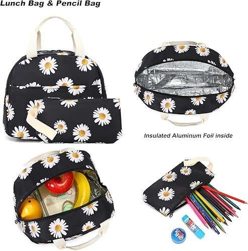 Miniatura 3 de Juego de mochila escolar para niñas, mochila escolar para niños y adolescentes, con bolsa de almuerzo y bolsa para lápices
