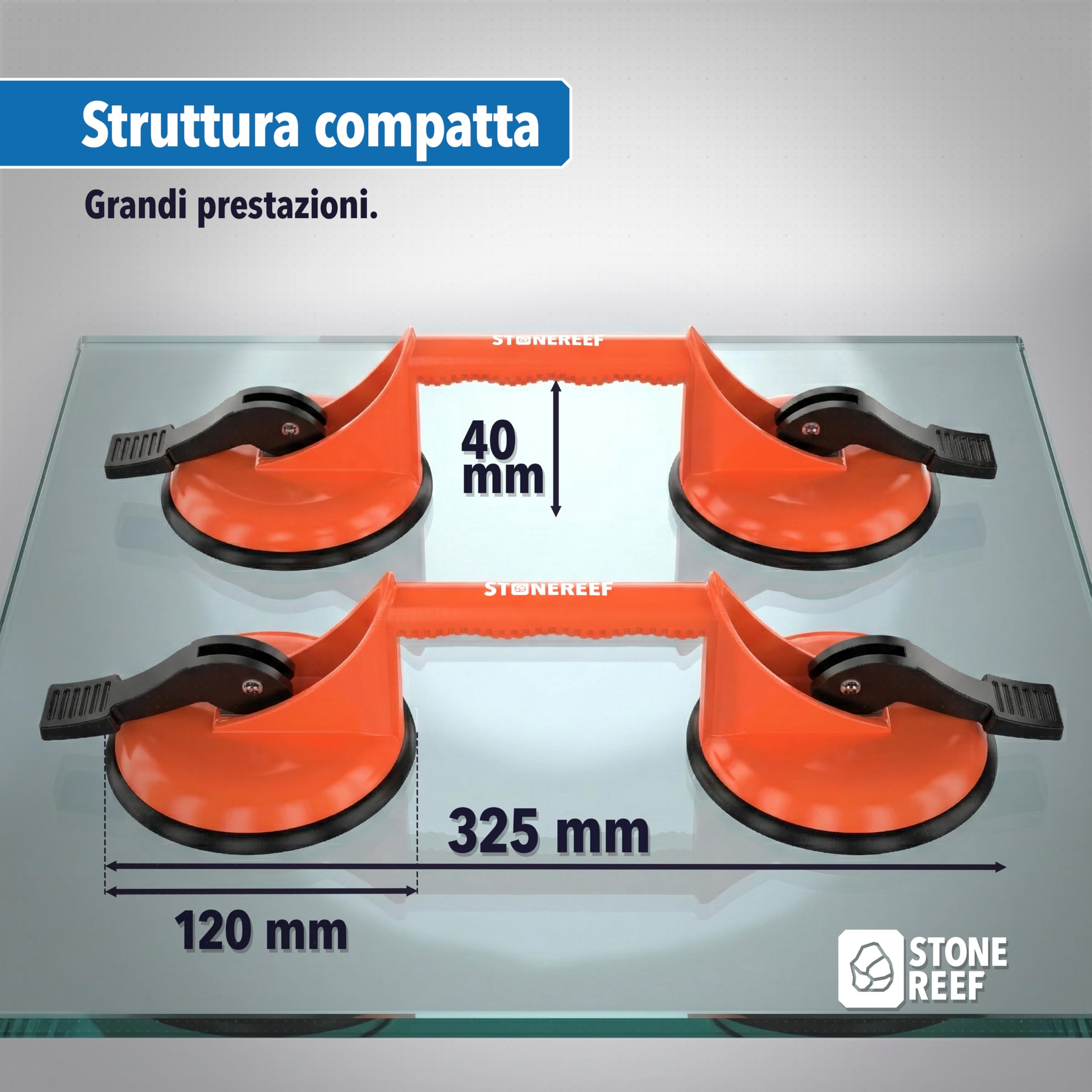 Sollevatore a ventosa Heavy Duty (confezione da 2) – 100 kg sollevatore sottovuoto in alluminio – Sollevatore professionale per piastrelle, vetro, terrazze, laminato e dischi – Utensili per