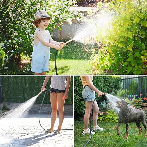 Miniatura 6 de Boquilla de manguera de latón y juego de boquilla de rociador de manguera de jardín de 8 agujeros, resistente, rociador ajustable y chorro de alta