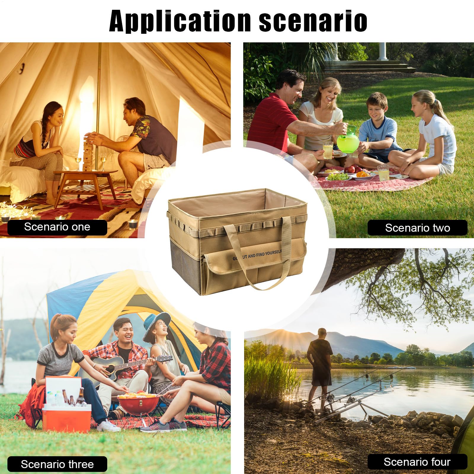 Aufbewahrungsbehälter für Camping, Camping, Picknick-Küche, wasserdicht | mit Griff, zusammenfaltbar, ca.