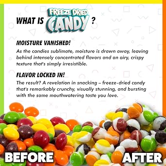 Freeze Dried Candy Sour Fruity Giggles Variety Pack Crispy Treats Space Theme Party Favor Gift Idea, 4 oz
