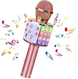 BlueFire 4 in 1 Handheld Karaoke Microphone, Portable Karaoke System with Speaker, Karaoke Machine Home KTV Player with Record Function for Android & iOS Devices (Rose Gold)