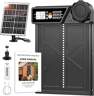 Large Automatic Chicken Coop Door Solar Powered, Aluminum Solar Chicken Coop Door with Timer Mode, Premium 7W Solar Panel...