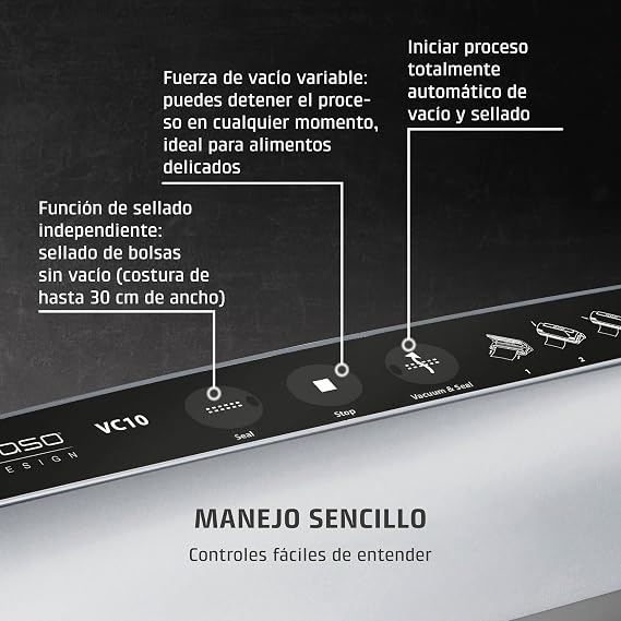 CASO VC 10 - Compact Household Vacuum Sealer - Food Vacuum Machine - 30 cm Long and Stable Welding Seam - Free Food Manager App - Silver