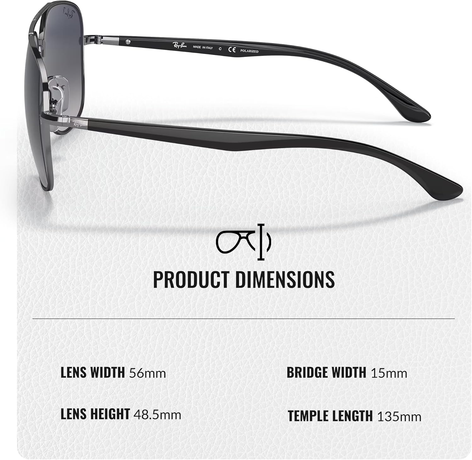 Ray-Ban RB3683 Square Shaped Sunglasses for Men & Women with Official Eyewear Kit Polished Silver Frame | Dark Grey Lens 56 Millimeters image 5 of 7 B0FH5KPNCS