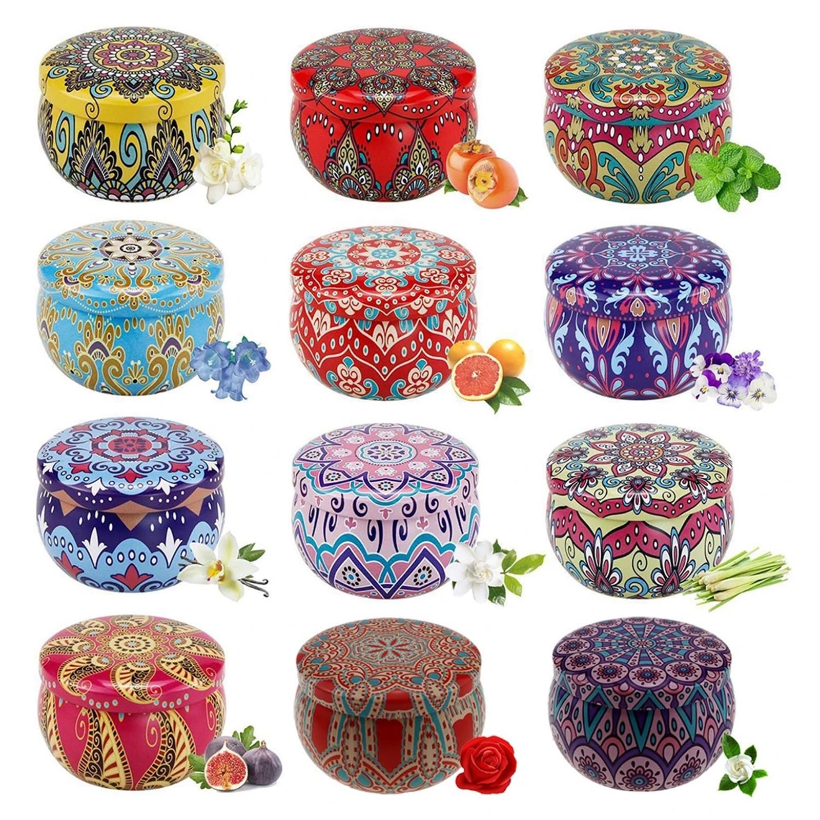 Barattoli per Candele 12 pezzi di barattoli di latta vuoti for candele da 2 once e 4 once, contenitori rotondi in latta con coperchio for la conservazione di arti e mestieri, bomboniere for feste(META
