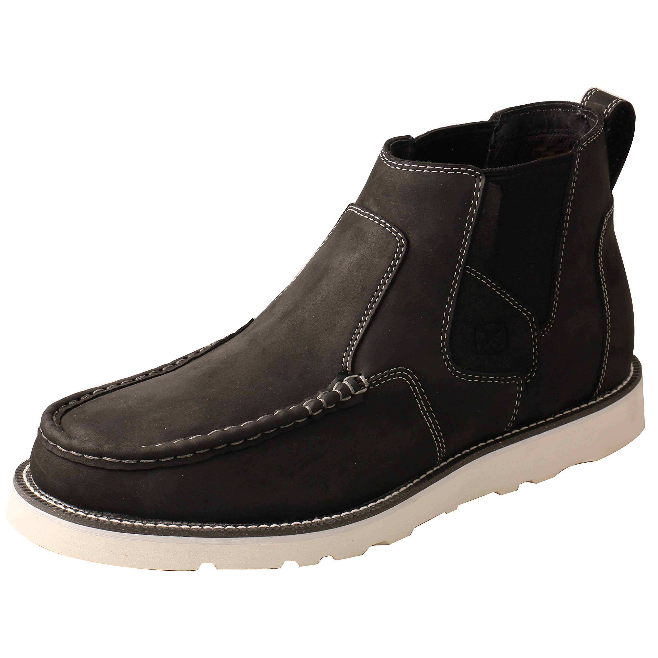 Twisted X Men's 4" Chelsea Wedge Sole Boot, Moc Toe, Oiled Saddle, 9.5 W