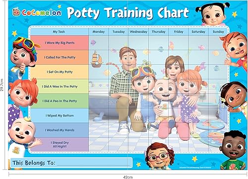 Miniatura 6 de 01.70.30.052 La recompensa de entrenamiento para ir al baño CoComelon incluye 56 calcomanías brillantes  La tabla colorida es limpia, multicolor,