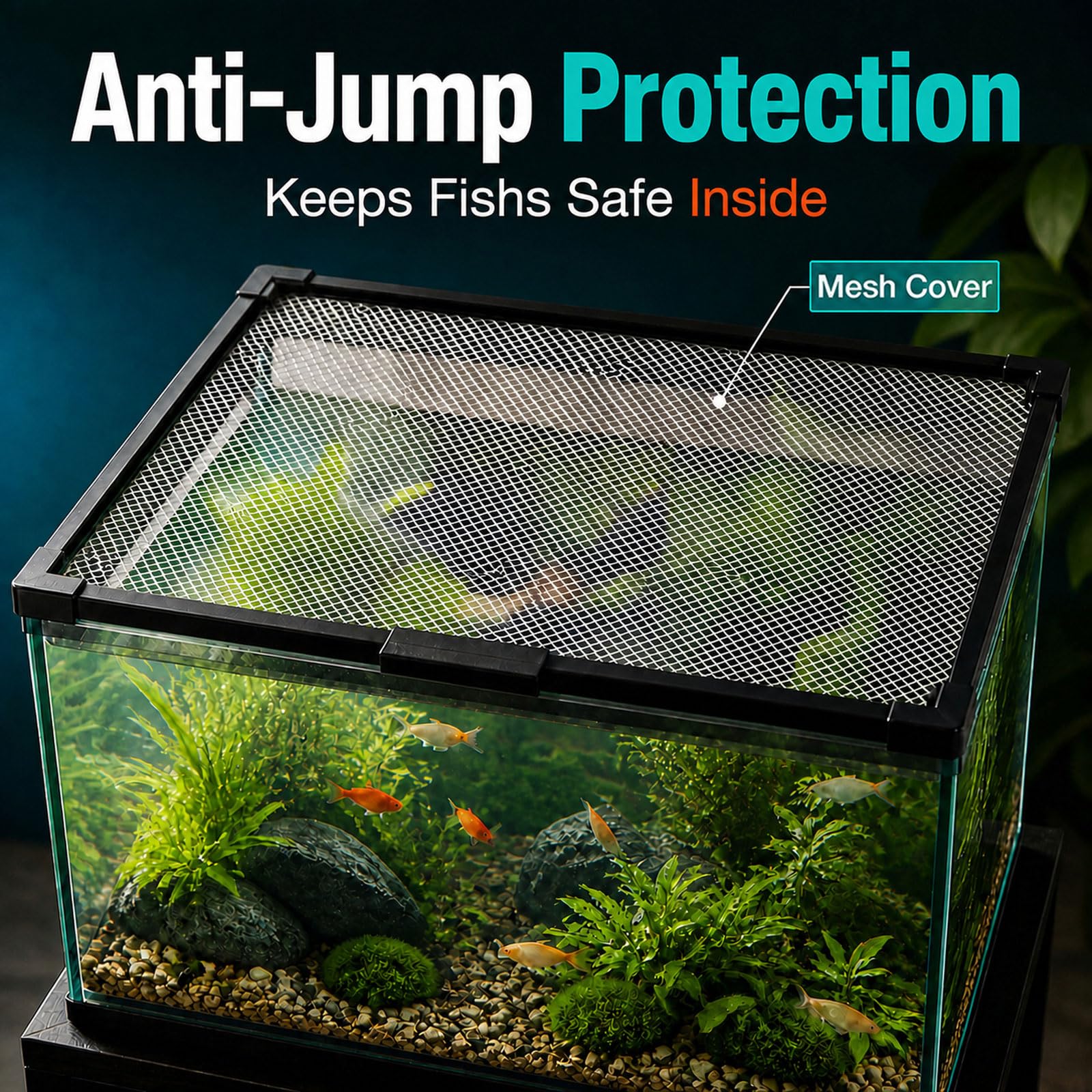 Magnetische Aquariumabdeckung,Fischtankdeckel Schutznetz,Fischs Aquarium Anti-Jumping Netzabdeckung,Transparency,Zuschneidbar,für Büros und Lobbys,Reisen,Tierhandlungen
