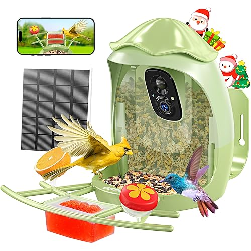Osoeri Smart Bird Feeder with Camera – AI Identify & 2K HD Live Video, Outdoor Solar Birdfeeder for Backyard Wild Birds, Real-Time Alerts, Ideal Gifts for Bird Lovers & Families, 2.4GHz WiFi