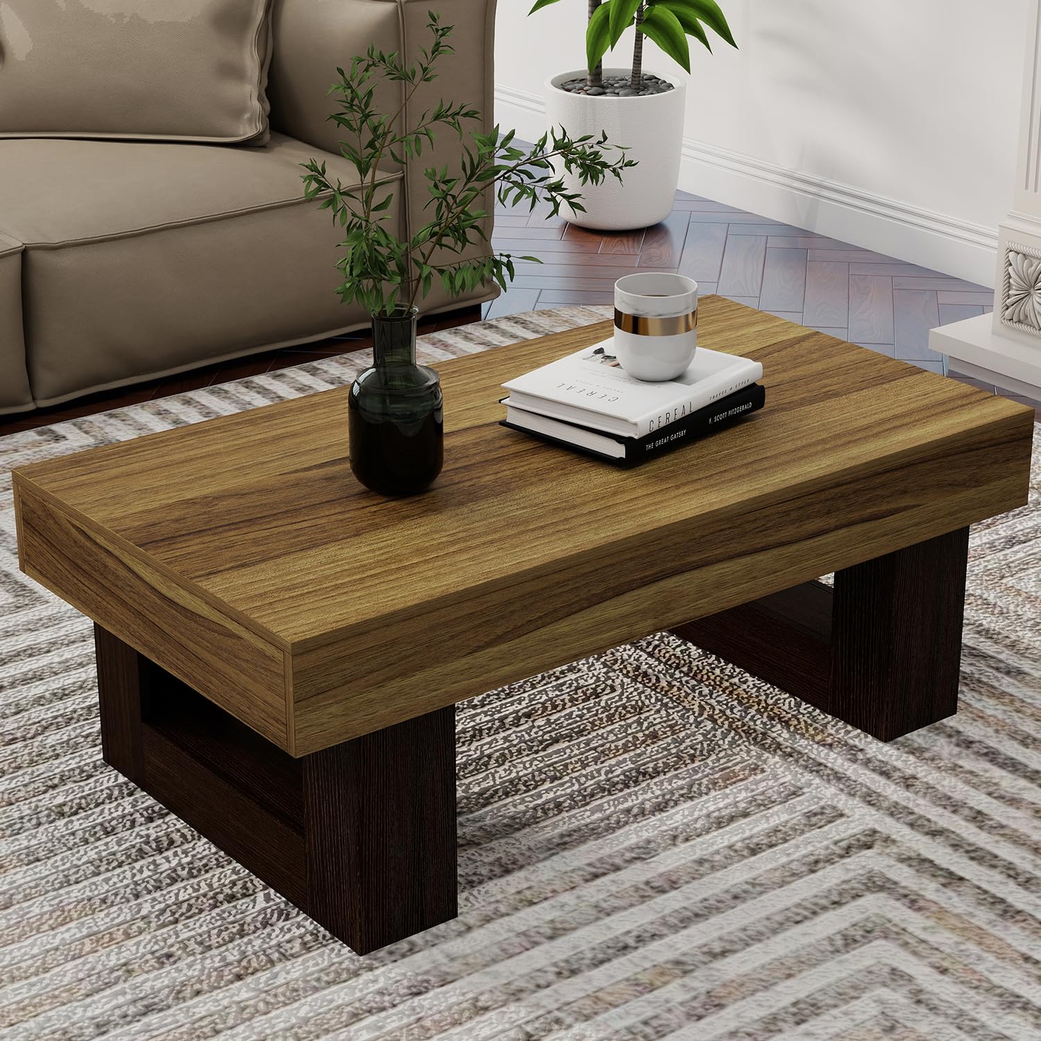 Amazon.com: Farmhouse Coffee Table, 42 Inches Wooden Rectangular