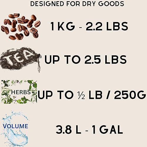 Vista 3 de Kilovac. Contenedor de almacenamiento portable con tapa hermética, de 8 onzas a 2,5 libras. Para alimentos en seco y hierbas. Negro