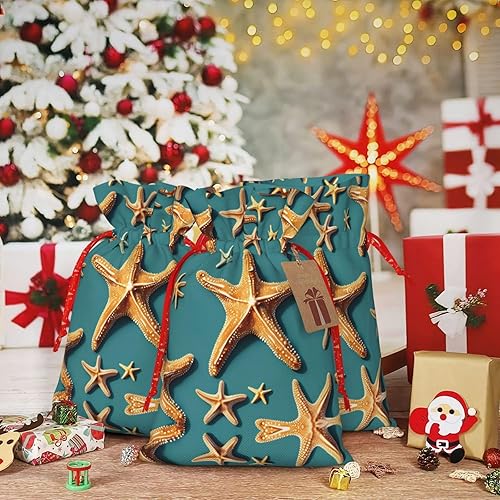 Miniatura 7 de MDATT Bolsas de regalo con cordón de estrella de mar de playa, bolsas de regalo de 5 x 7 pulgadas para bodas, Navidad, cumpleaños, decoración de