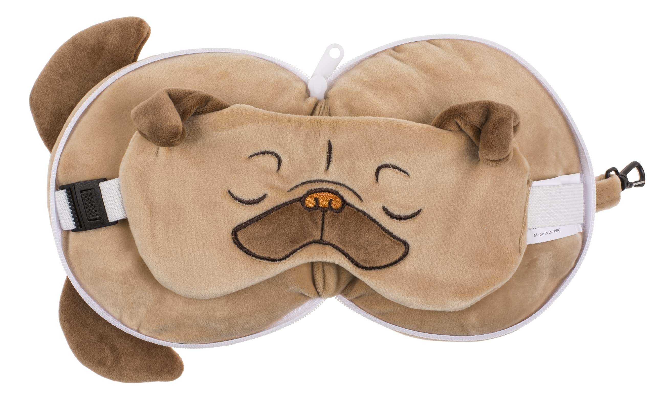 Cuscino Da Viaggio In Peluche Per Bambini Con Maschera Per Gli Occhi Del Carlino In Tessuto Marrone L H D 14x18x9cm 10038987