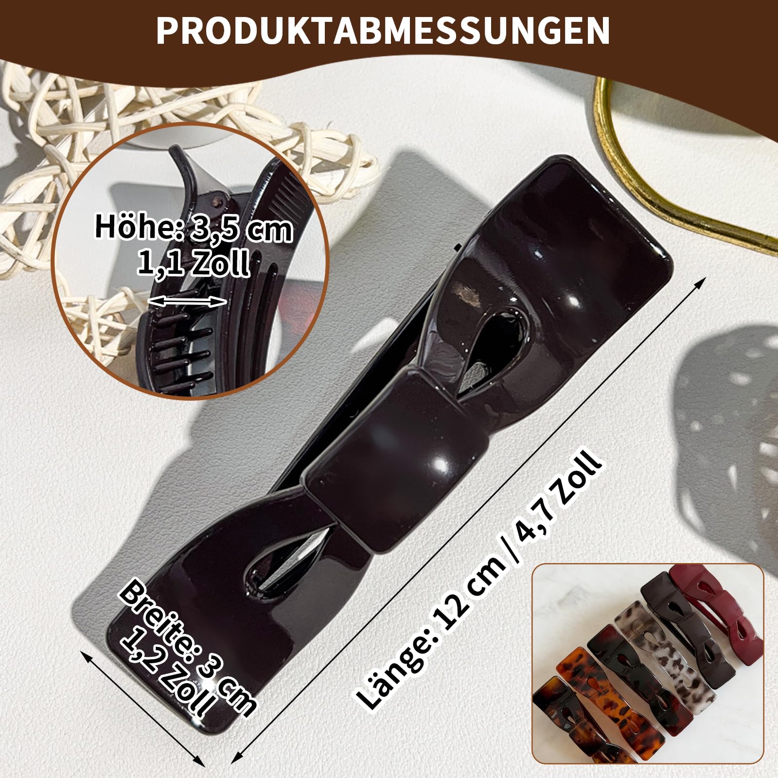 6 fermagli per capelli da donna per capelli lunghi e folti, grandi mollette con molla resistente, antiscivolo, dal design classico, ideali per l'uso quotidiano in ufficio e alle feste