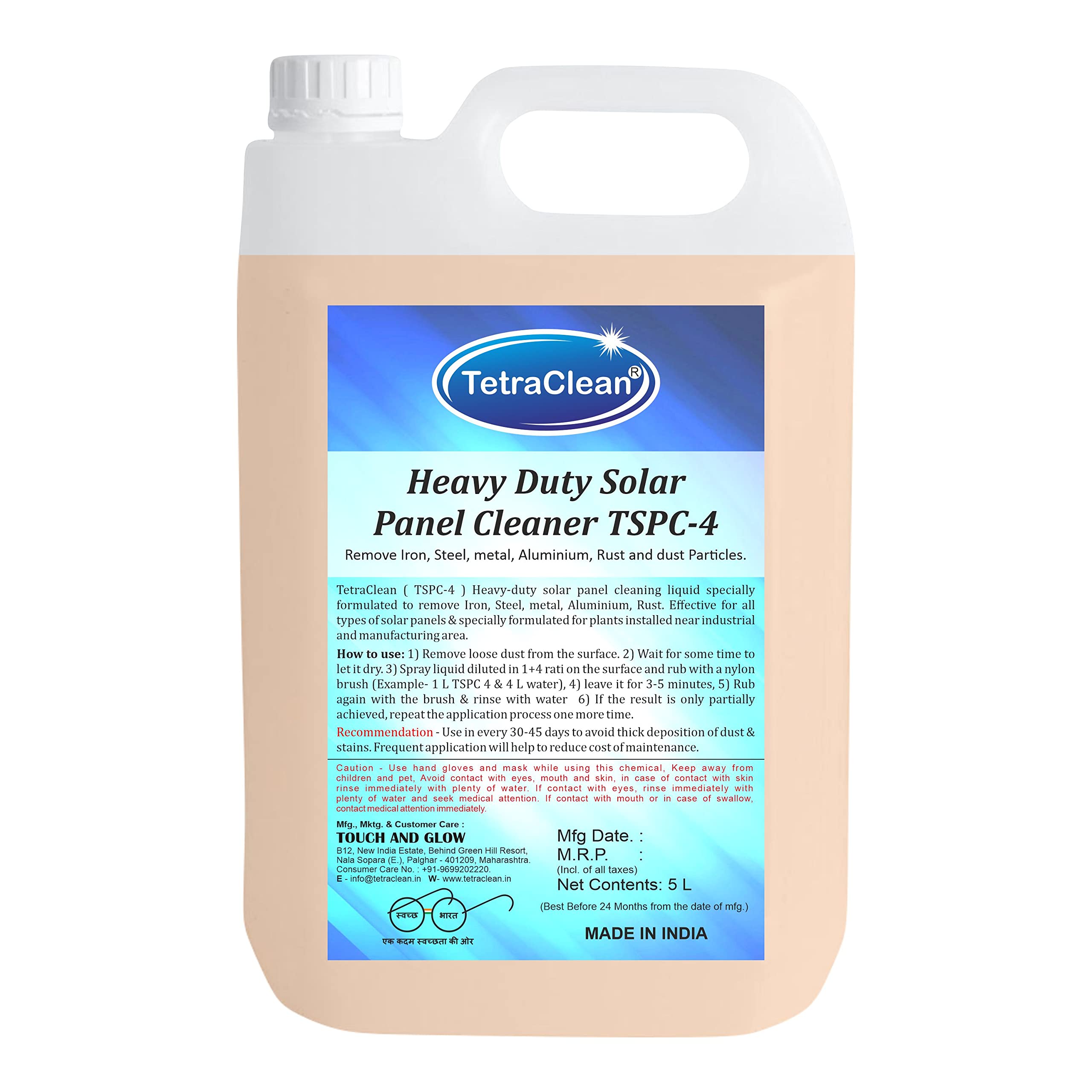 Tetraclean Heavy Duty Solar Panel Cleaner TSPC4 | Remove stains of iron, metal, aluminum dust and rust particles from Solar Panel | 5L (B09ZPFTK2X) Amazon Price History, Amazon Price Tracker