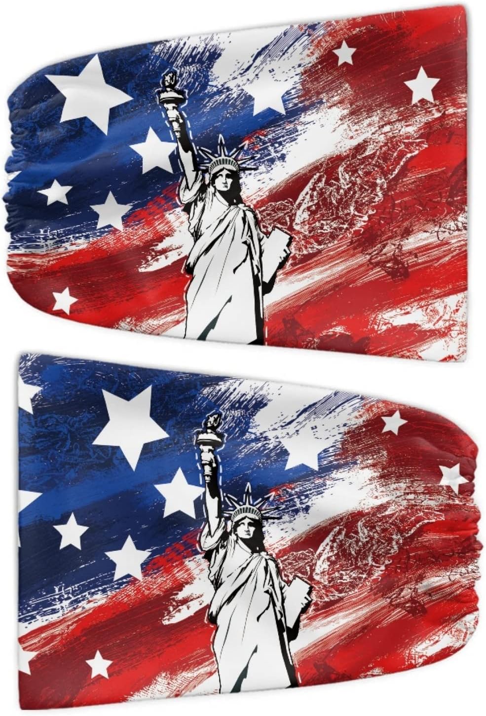 Windshield Cover for Ice and Snow Statue of Liberty American Flag Design Windproof Thicken Car Windshield Snow Cover with Side Mirror Covers Car Frost Guard Fits Most SUV Van Truck