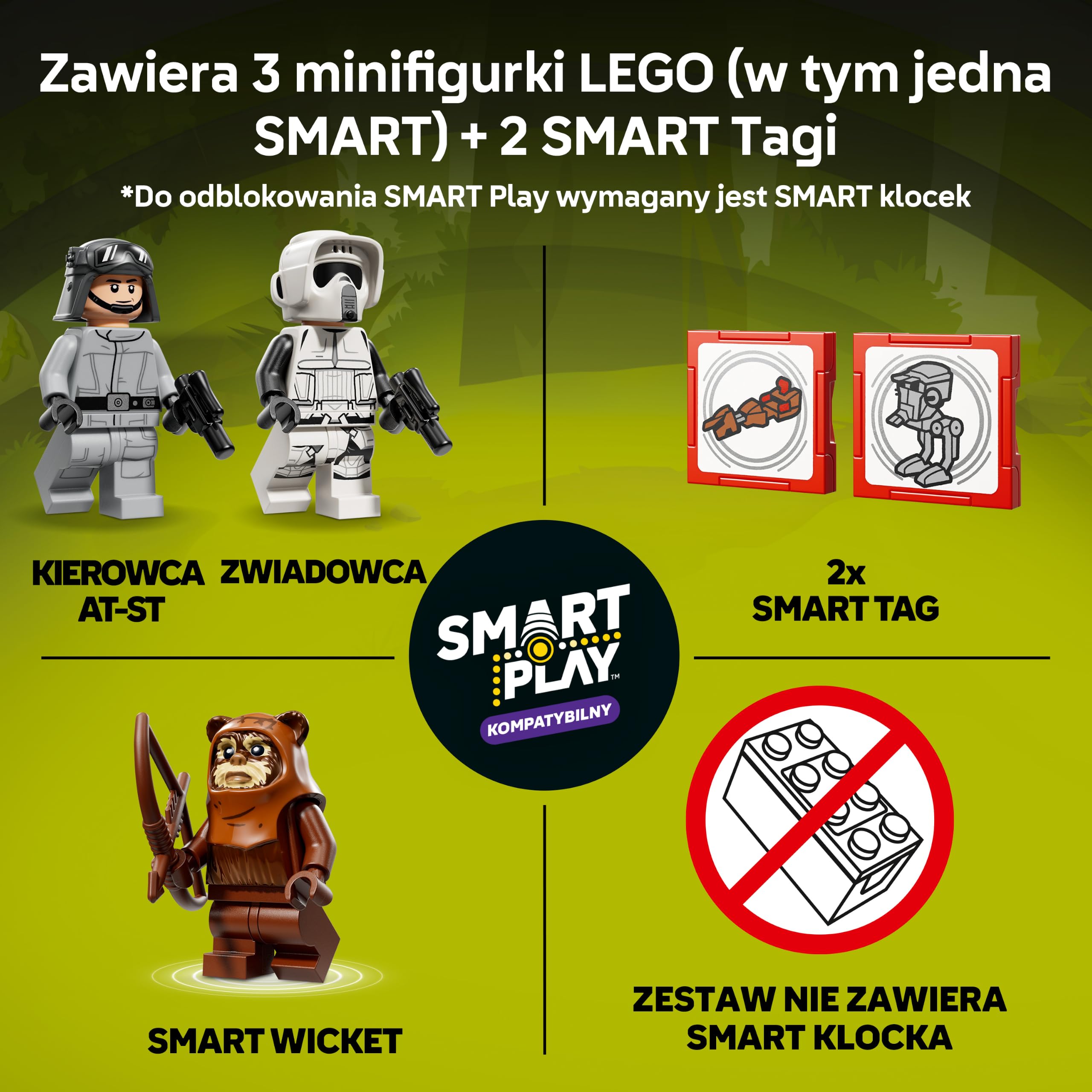 LEGO Star Wars SMART Play: Atak AT-ST na Endor 75424 | Interaktywna zabawka dla dzieci 8+, seria SMART Play, prezent Star Wars, klocki dla chłopca i dziewczynki, 347 elementów