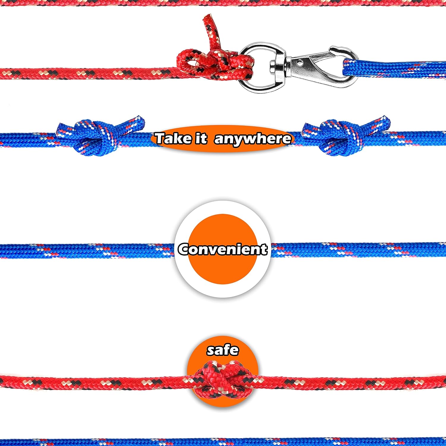 Wellmax Diamond Braided Nylon Rope with Uv Treatment and Weather Resistant, 2 Pack 1/4 Inch X 100ft, 3/16" X 25ft Multi-Color with 4 Bonus Quick Links