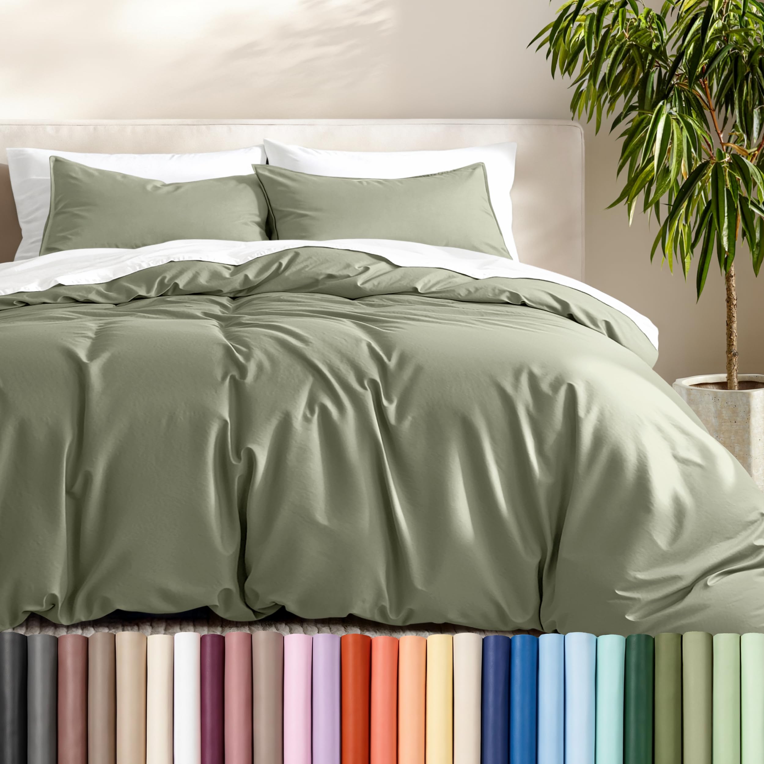 Bare Home Duvet Cover Set 1800 Ultra-Soft (California King, Sage)