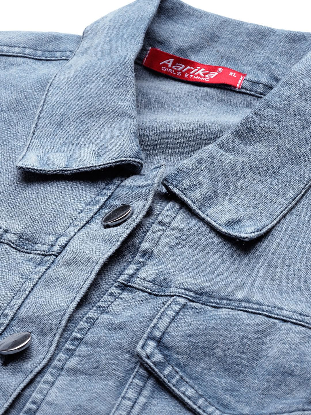 81zuVJFXdAL._SL1440_ Aarika Womens Blue Colour Denim Solid Denim Jacket
