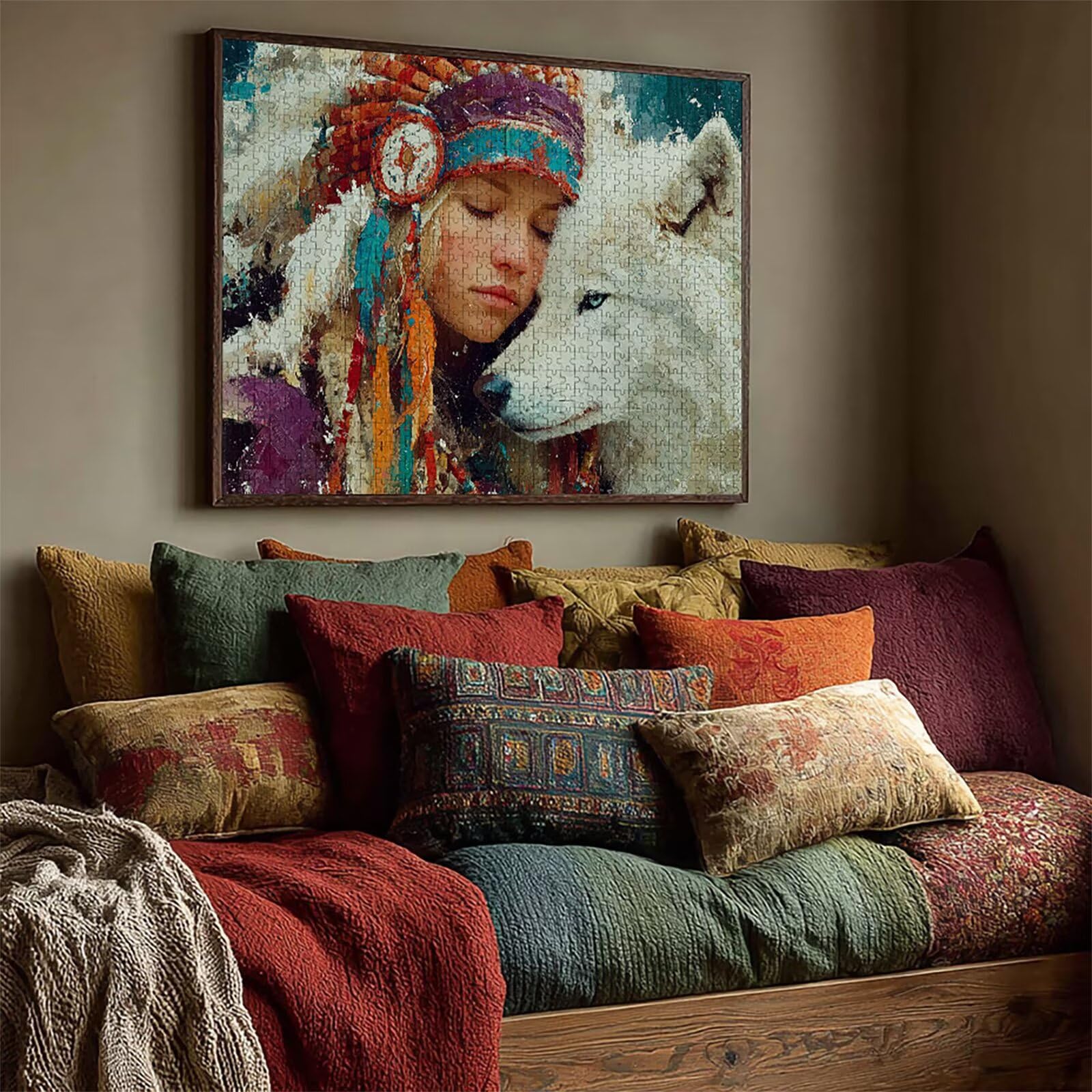 Mujer Puzzle de 2000 Piezas para Adultos, Puzzle Madera con Caja 99x70cm, Rompecabezas Adultos de Alta Dificultad, DIY Juego de Rompecabezas, Pasatiempo Creativo, Decoración de Verano, (Lobo) 2-4617