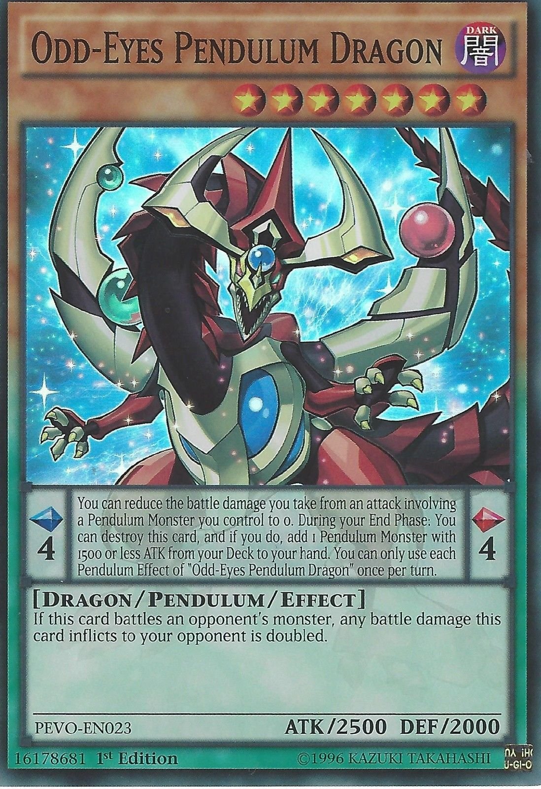yu-gi-oh YuGiOh PEVO-EN023 1st Ed Odd-Eyes Pendulum Dragon Super Rare Card Single Card