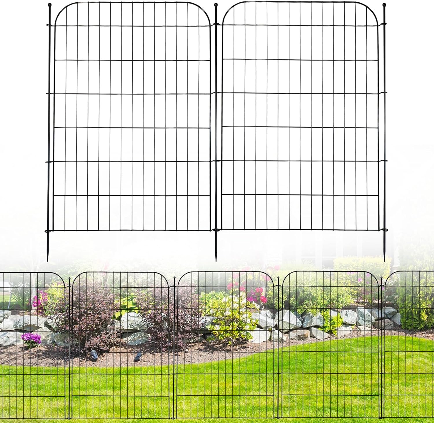 decorative garden fence, 5 panels 40 in(h) x 11.8 ft(l) rustproof metal wire no dig dog fence outdoor for yard, temporary tall garden fence animal barrier decor for yard & patio 5 panels - 40 in(h) x 11.8 ft(l)