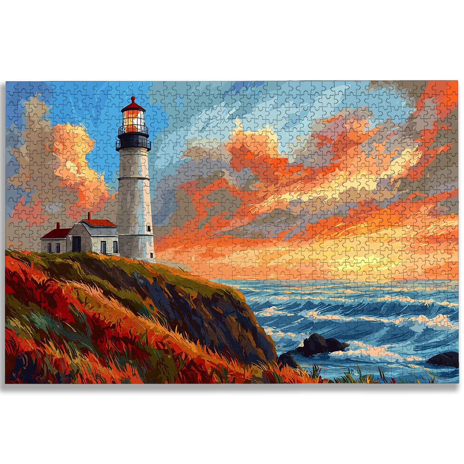 Puzzle de 2000 Piezas para Adultos, Paisaje Puzzle 2000 Piezas, Faro Rompecabezas Adultos con Caja, Medidas: 100x70 cm, Rompecabezas Madera para Toda la Familia, Home Decoration, Regalo Mujer, -1585