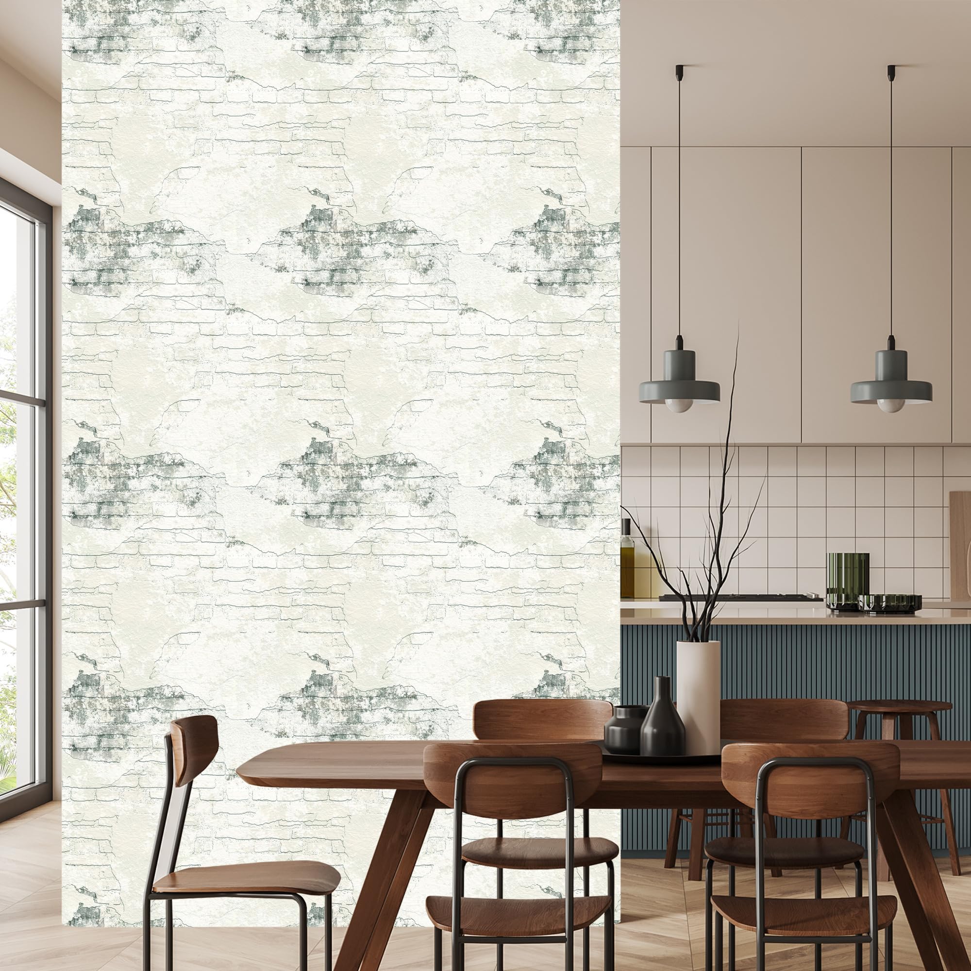 Decoración de Pared, Pared de decoración de ladrillos beige, 50 x 1000 cm