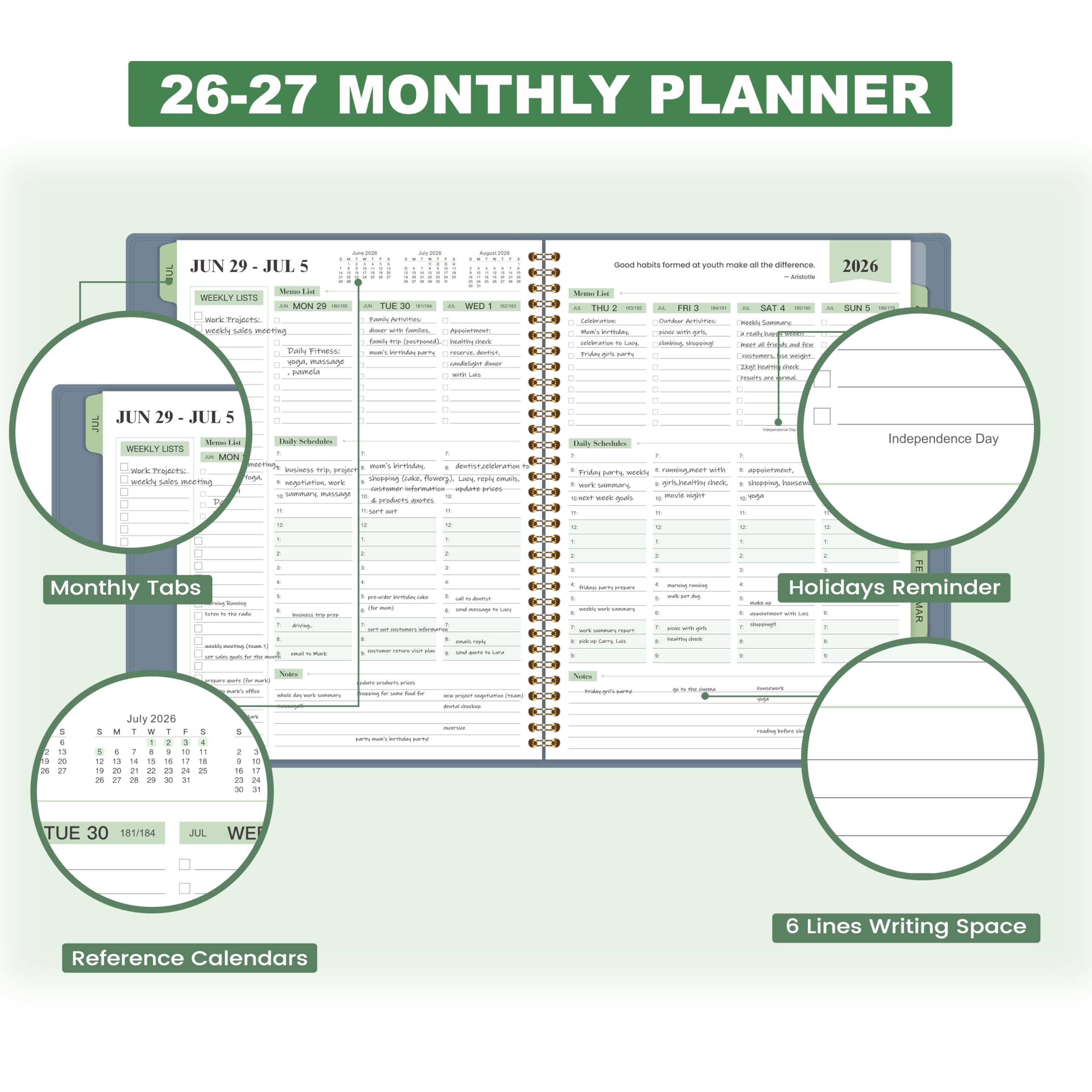 Planer 2024 – Geschäftsplaner, 3-stöckiger Terminplaner, Notizblock, Januar – Dezember 2024, Terminbuch, 22,2 x 28,9 cm, mit 60-Minuten-Intervallen + monatliche Registerkarten + Ledereinband + Tasche