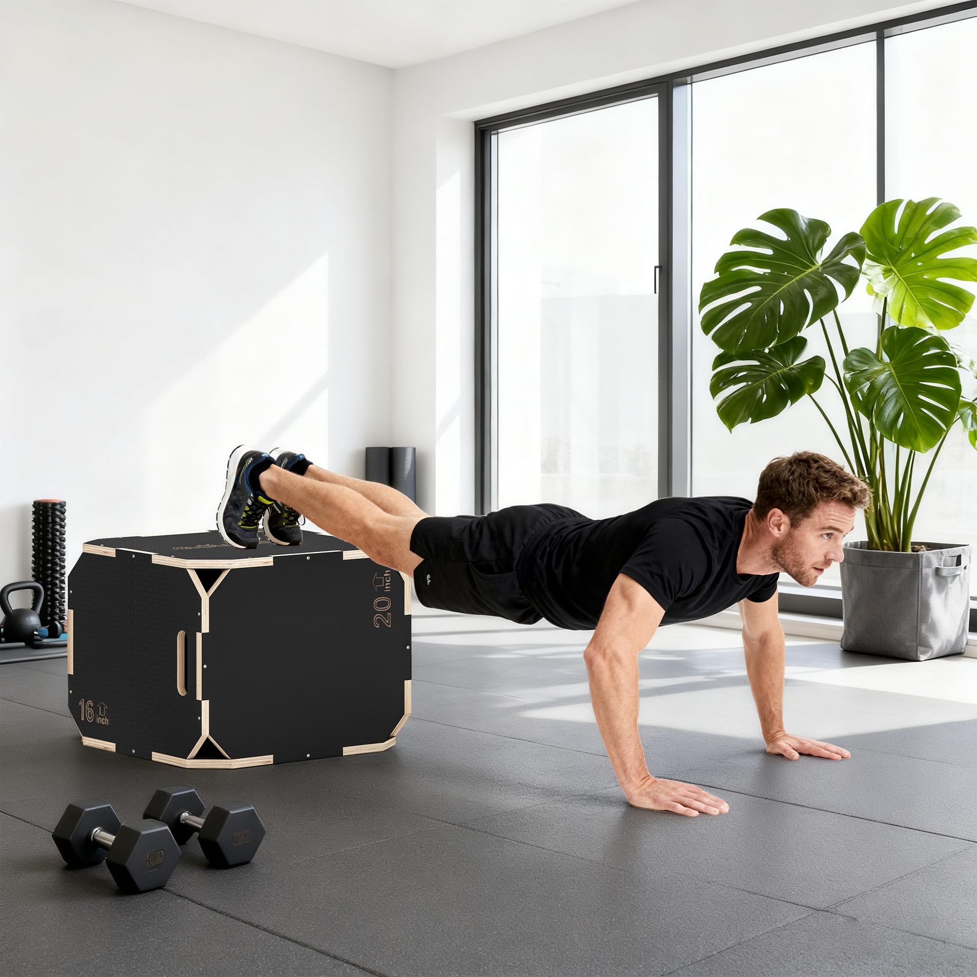 SPORTNOW 3-in-1 Plyo Box Plyometrische Sprungbox mit 3 Sprunghöhen Griffen Kantenfreie Step-Up Jumping Box Plyometric Platform Fitnessgerät für Plyometrisches Training Workout
