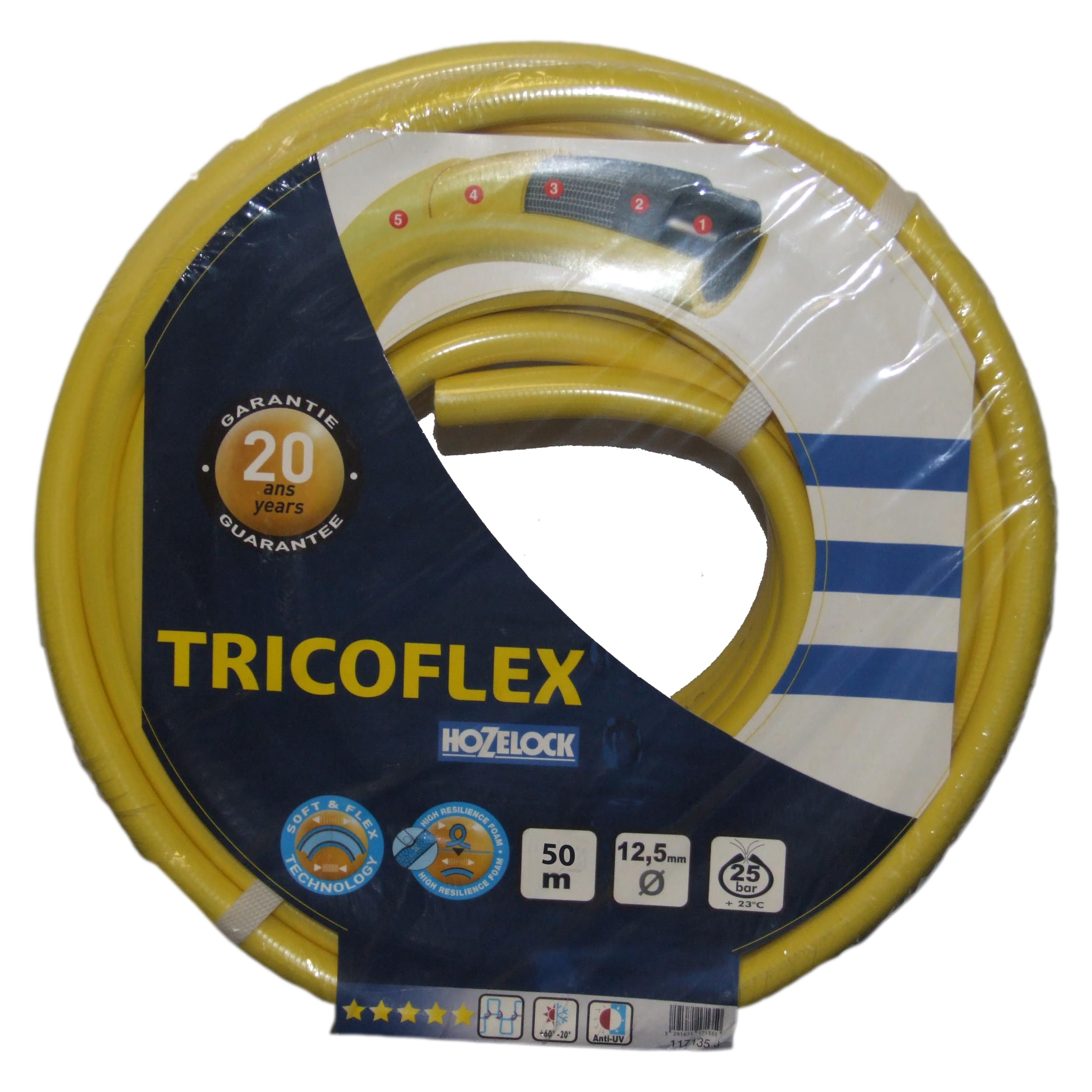 Tricoflex yellow garden watering hose pipe - various sizes and lengths (50m x 19mm bore)