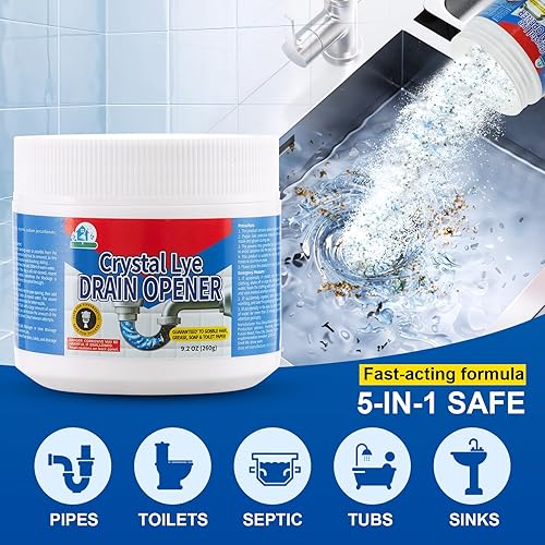 Miniatura 3 de BELL BIRD - Abridor de drenaje, potente desatascamiento, lejía de cristal, hidróxido de sodio, desatasca desatascos, fregaderos de baño, fregaderos