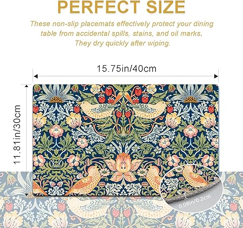 Miniatura 3 de Juego de 4 manteles individuales de piel sintética azul resistente al calor para mesa de comedor, antideslizantes, impermeables, a prueba de aceite,