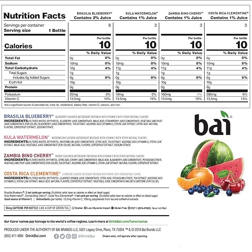 Miniatura 143 de Bai - Puna coco piña - Agua con sabor a coco y piña, bebida con infusión antioxidante, botellas de 18 onzas líquidas, paquete de 6