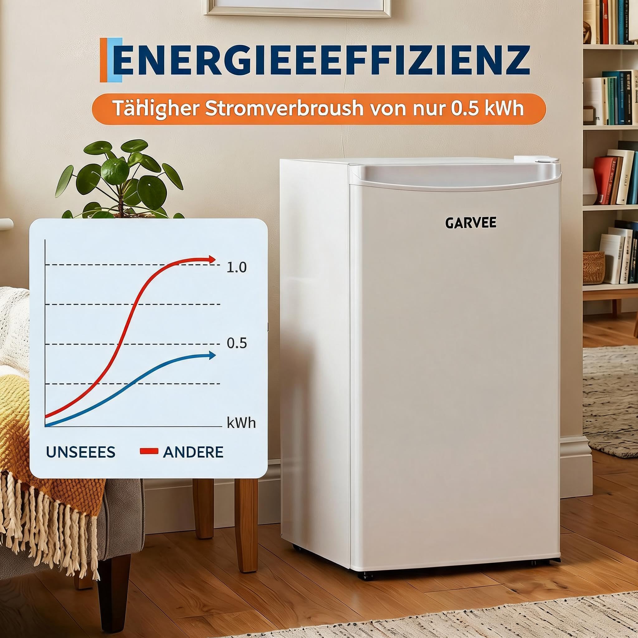 45L Mini Kühlschrank, Kompakter Getränkekühlschr(0-18℃), Leise 41 DB
