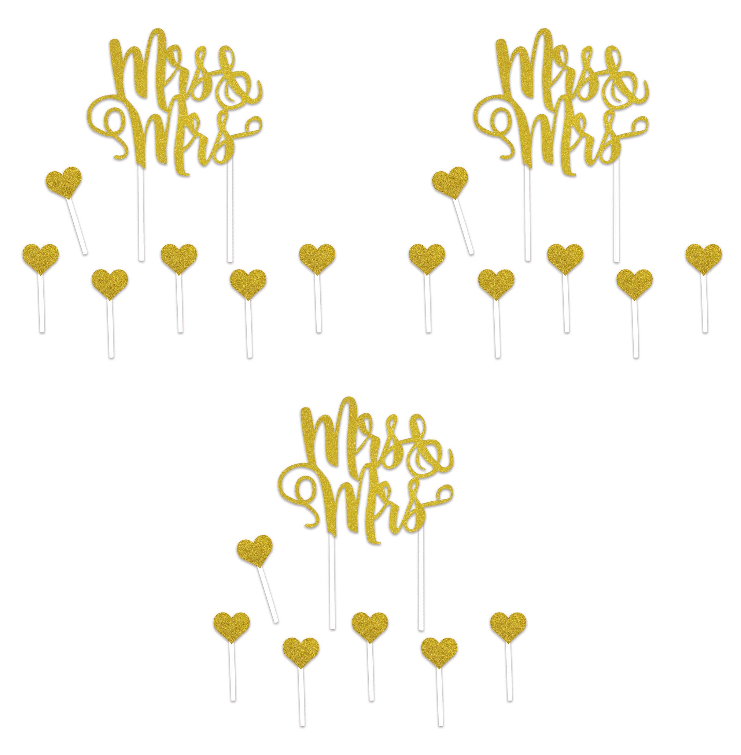 Beistle Cake Topper 53475 Tortenaufsatz and Mrs, 3-teilig, Papier, Gold/Weiß