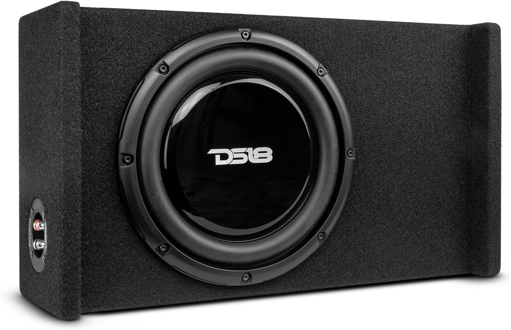 DS18 EN-DF10 10" Shallow Thin Subwoofer Enclosure Down-Firing Compact Sealed Design for Car Trucks 600 Watts Black