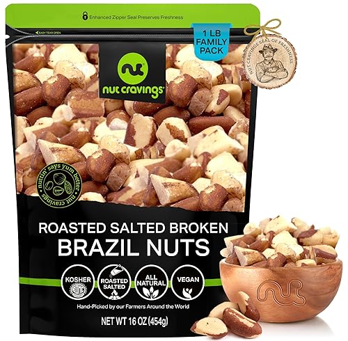 Vista 40 de NUT CRAVINGS - Nueces crudas de Brasil, sin sal, sin cáscara, enteras, (16 onzas - 2 unidades) Nueces a granel empaquetadas frescas en bolsa