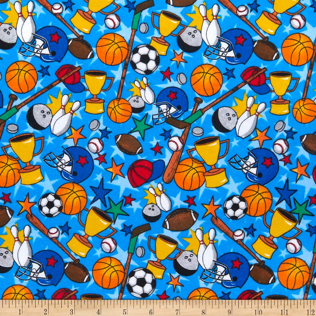 Comfy (R) Flannel Print Multi-Sports, Fabric by the Yard