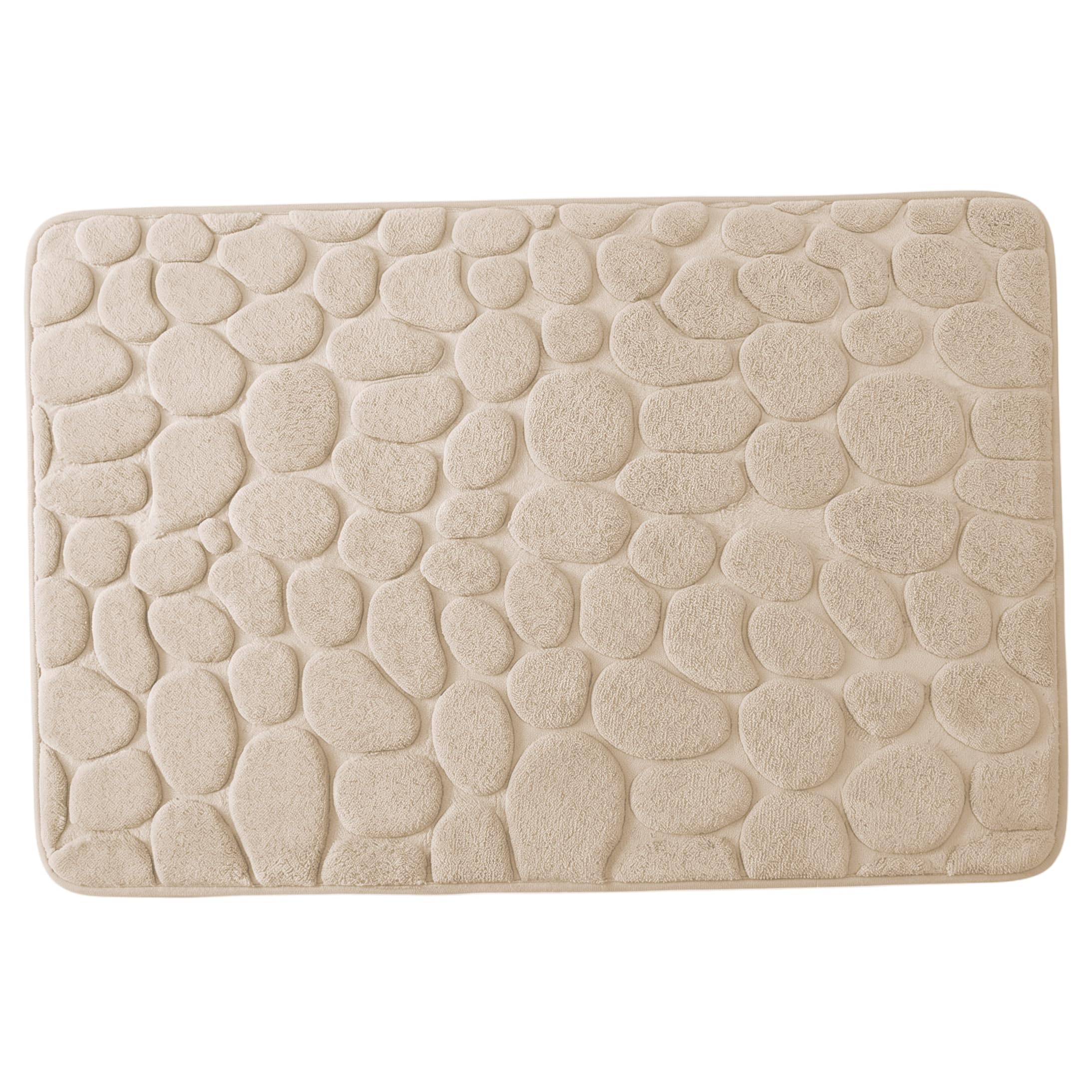 Faroby Absorbent Bath Mat, Thick Coral Fleece Bathroom Rugs Washable | Pebble Pattern Non Slip Bath Mat, Khaki, 15.75x23.62 Inch, Bathroom Rugs Washable