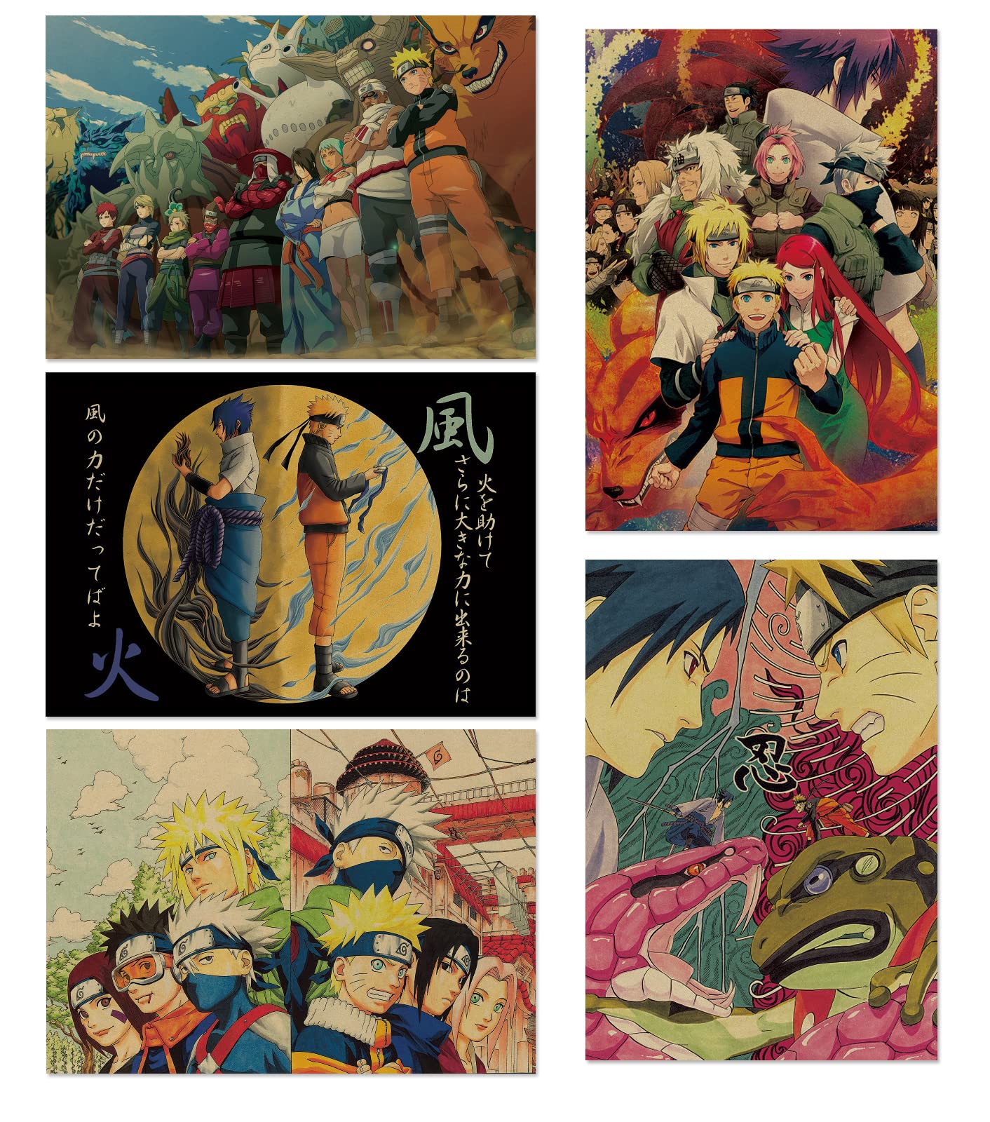 ZPPLD Naruto Anime Collage Kit for Wall Aesthetic,Anime Posters for Bedroom,Japanese Anime Poster,Poster Wall Art,Kraft Paper Poster for Walls Decor Home Decor 5X51X35.5cm (Y)