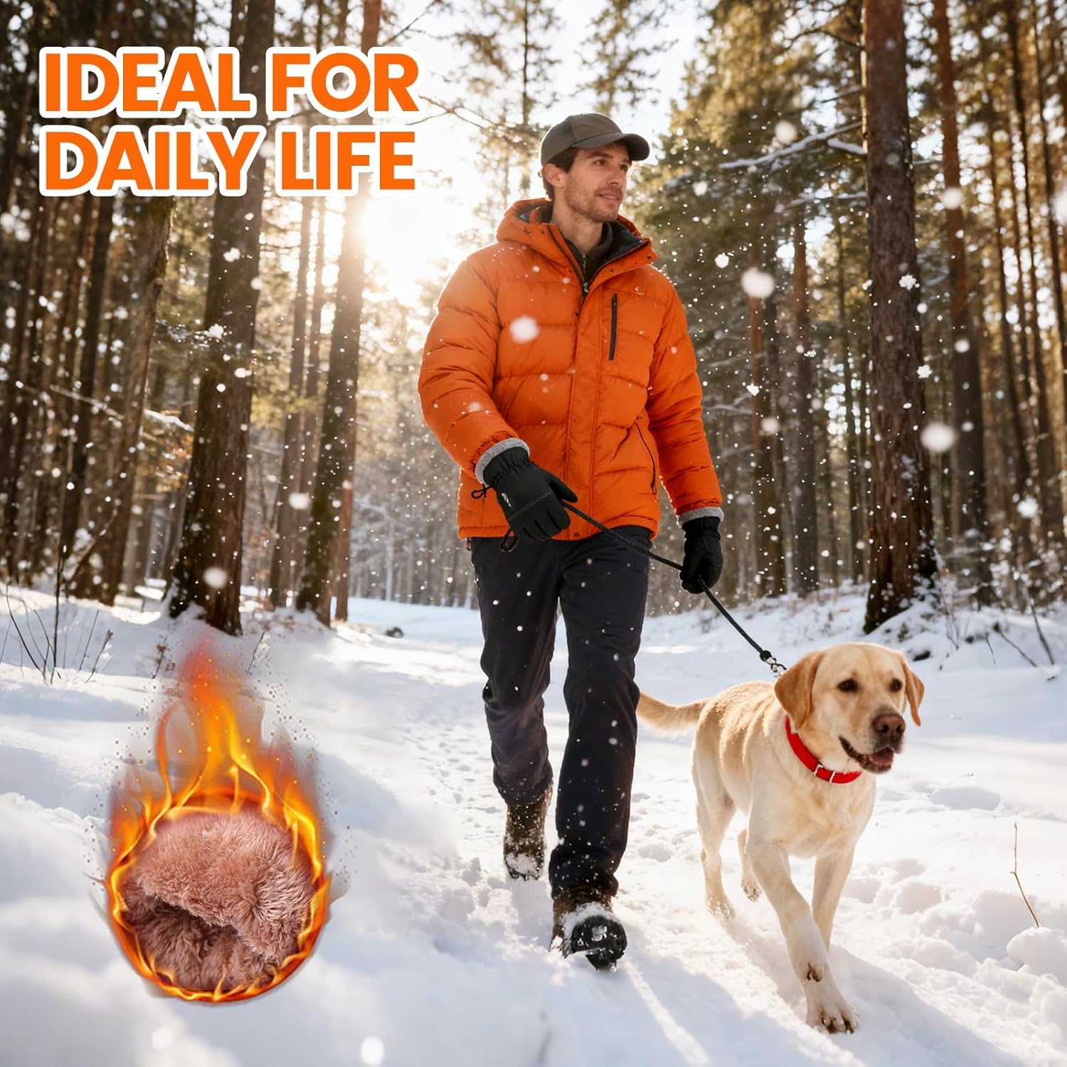 Winter Ski Gloves for Men & Women, Waterproof Insulated Cold Weather Work Gloves, Touchscreen Snow Gloves for Skiing, Snowboarding, Running, Cycling, Winter Work - Image 2