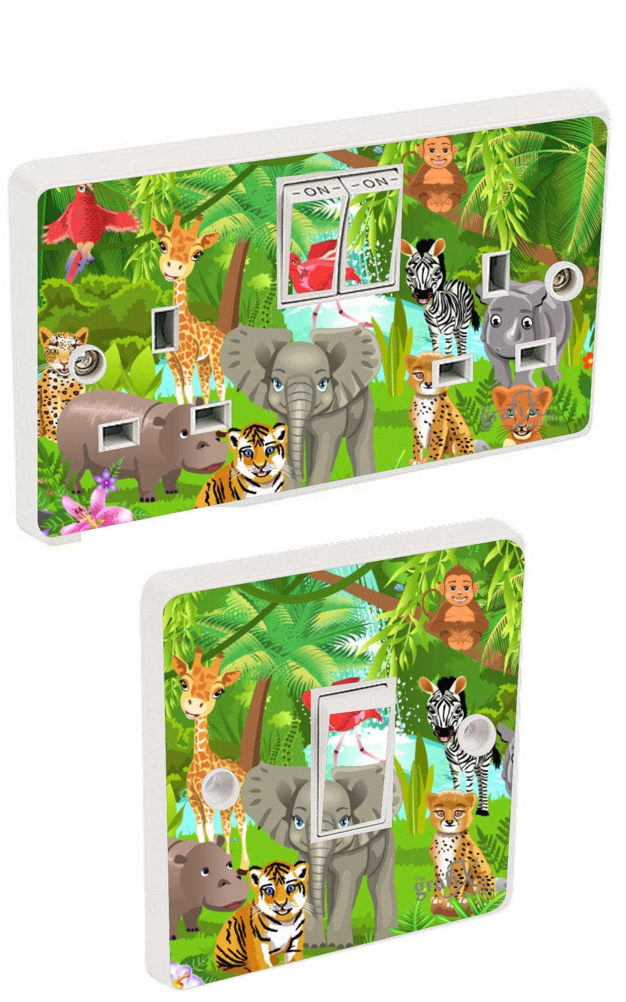 the grafix studio Jungle Animals Light Switch & Double Socket Sticker Vinyl/Skin cover sosw34