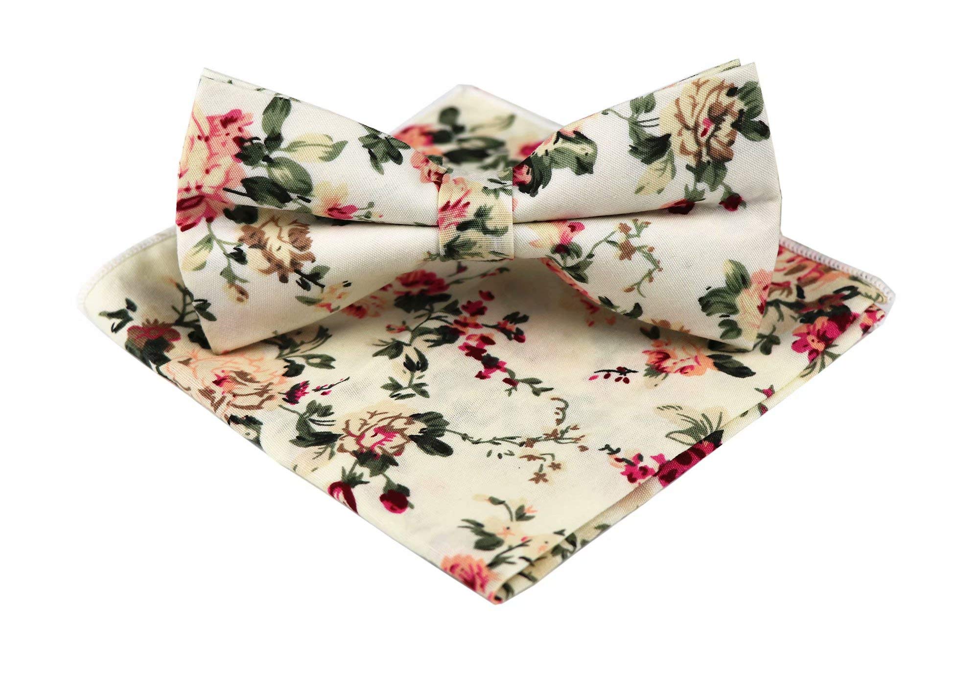 Secdtie Men's Skinny Tie Fashion Causal Cotton Floral Printed Linen Necktie