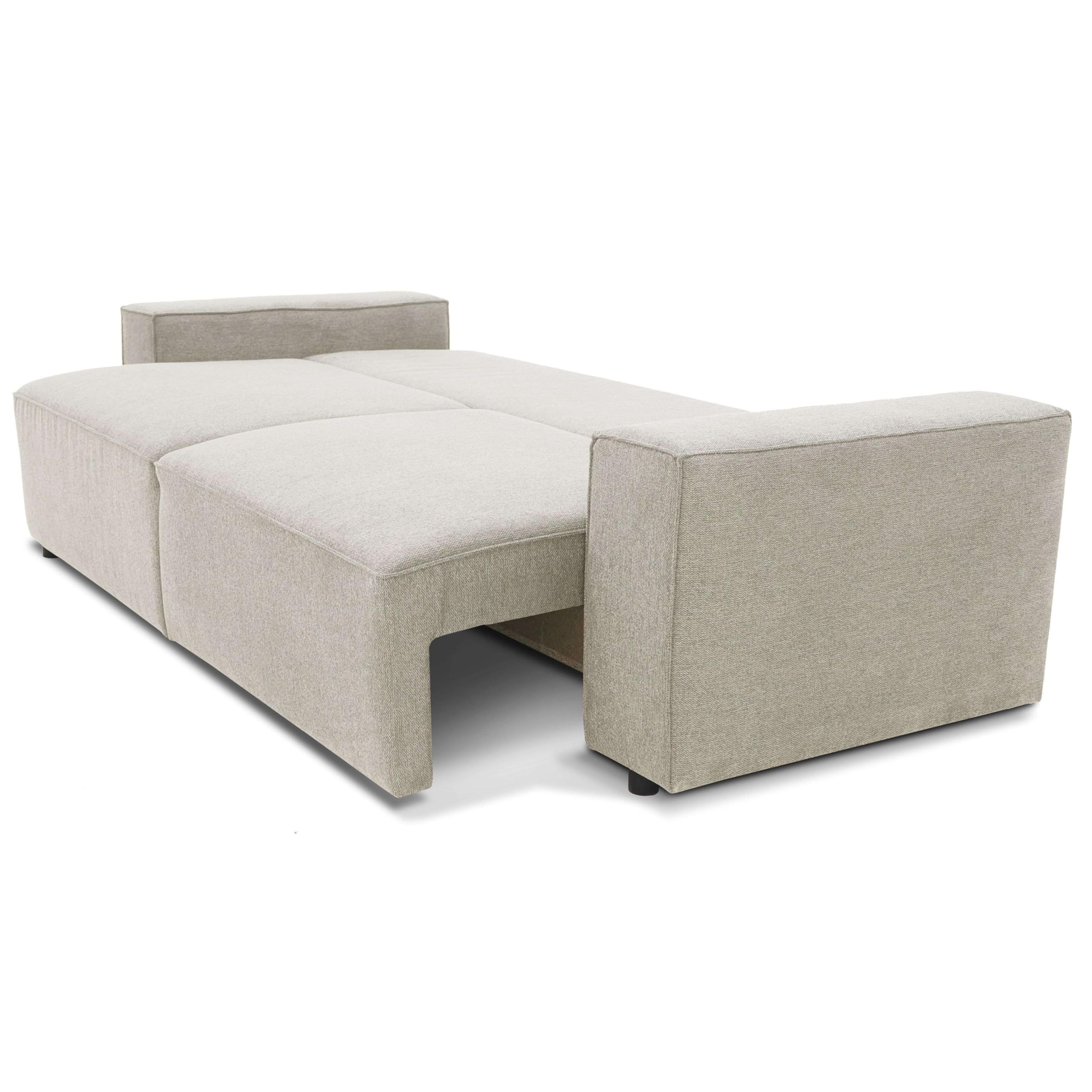 Miroytengo Sofá Cama Dutch para Salón Comedor Estilo Contemporáneo en Color Beige de 3 Plazas y con Arcón 239 cm