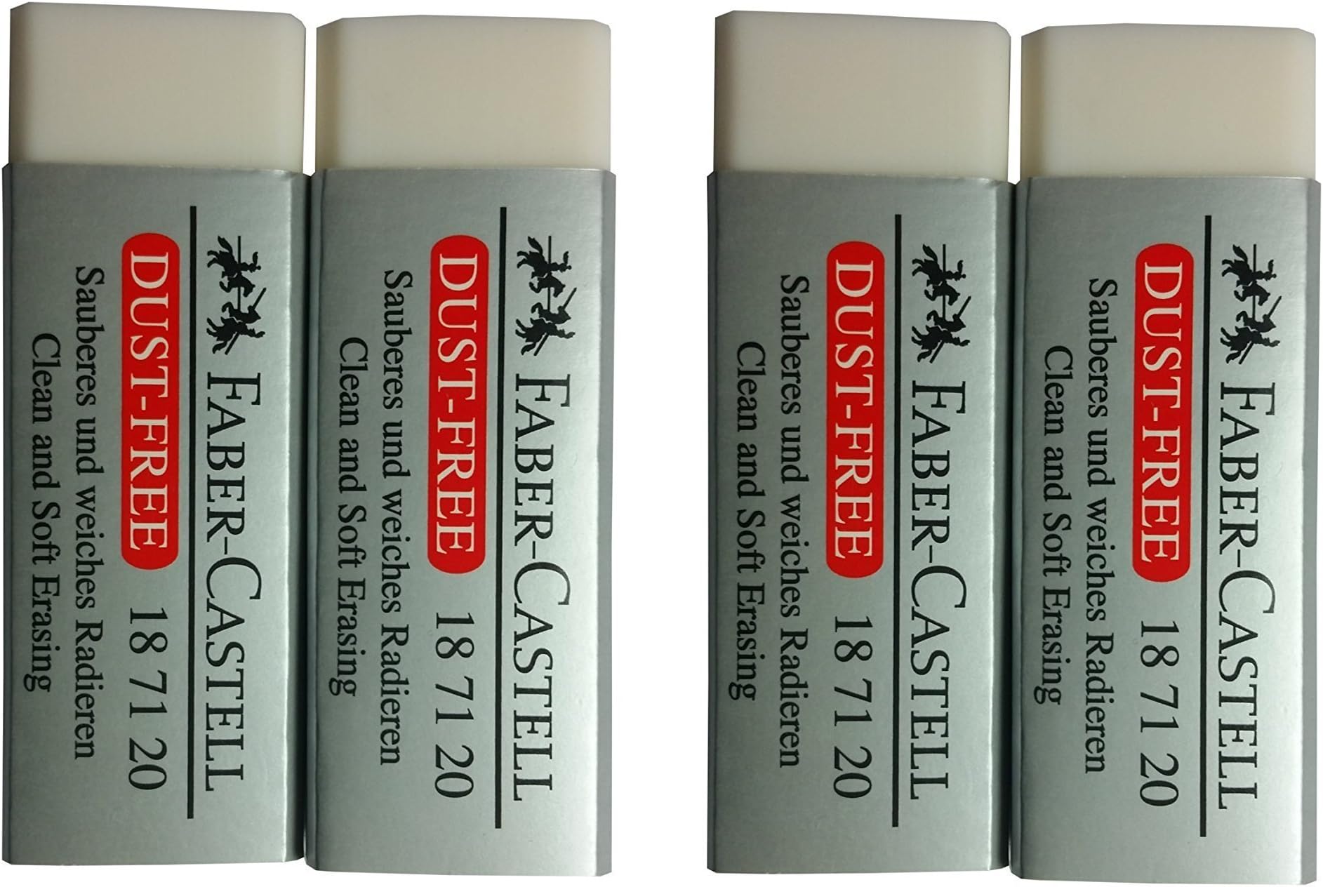 [Pack of 4] Faber-Castell LARGE Eraser Dust Free Clean and Soft Erasing for ART, OFFICE, SCHOOL USE (6.2x2x1.25cm)